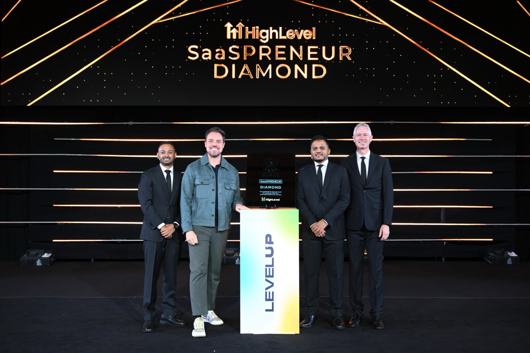 Receiving HighLevel's SaaSPreneur Diamond award